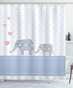 Charming Elephant Nursery Shower Curtain With Happy Newborn Print For Your Bathroom