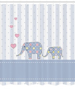 Charming Elephant Nursery Shower Curtain With Happy Newborn Print For Your Bathroom