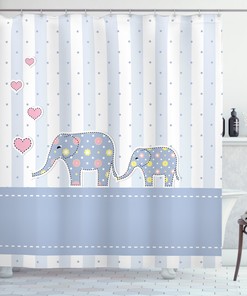 Charming Elephant Nursery Shower Curtain With Happy Newborn Print For Your Bathroom