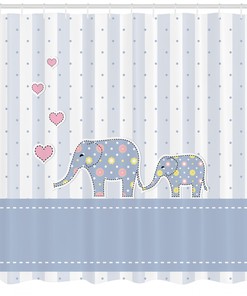Charming Elephant Nursery Shower Curtain With Happy Newborn Print For Your Bathroom