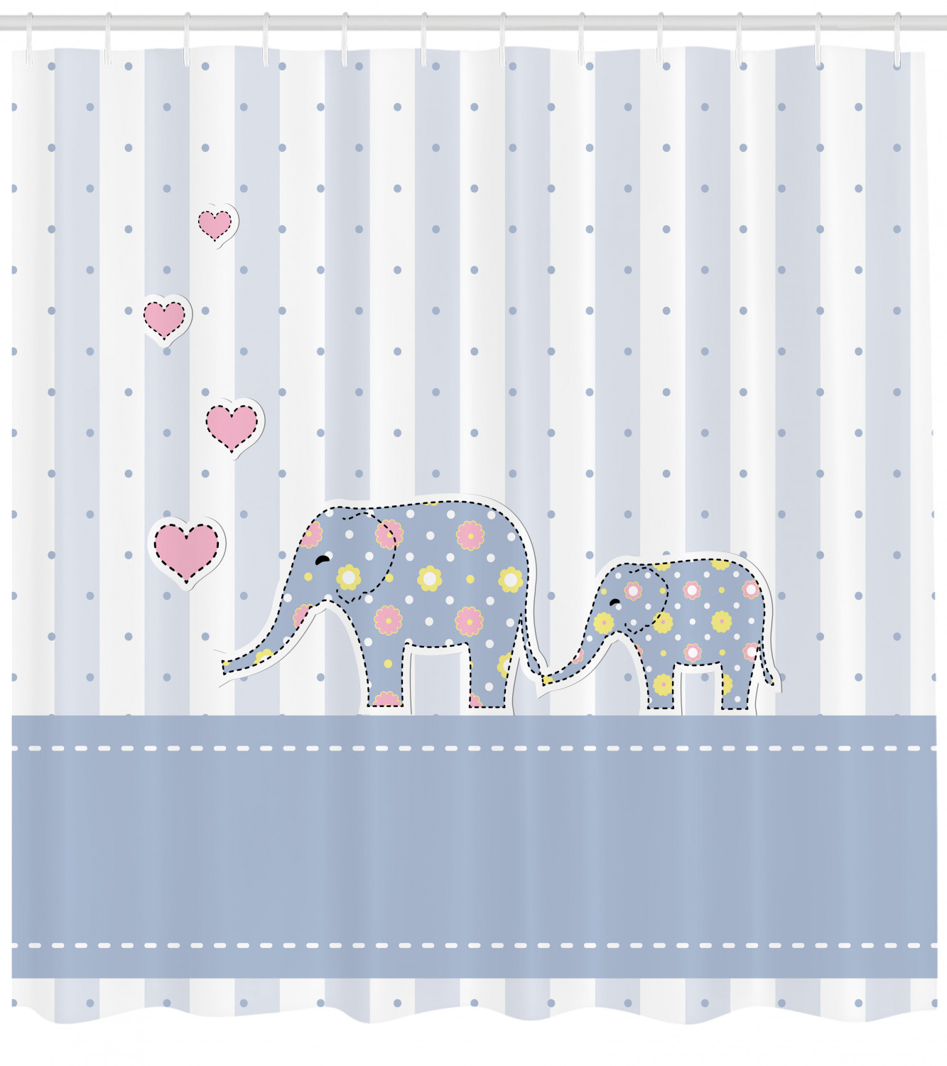 Charming Elephant Nursery Shower Curtain With Happy Newborn Print For Your Bathroom