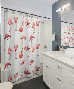 Charming Flamingo Party Collection Shower Curtain For An Adorable Bathroom