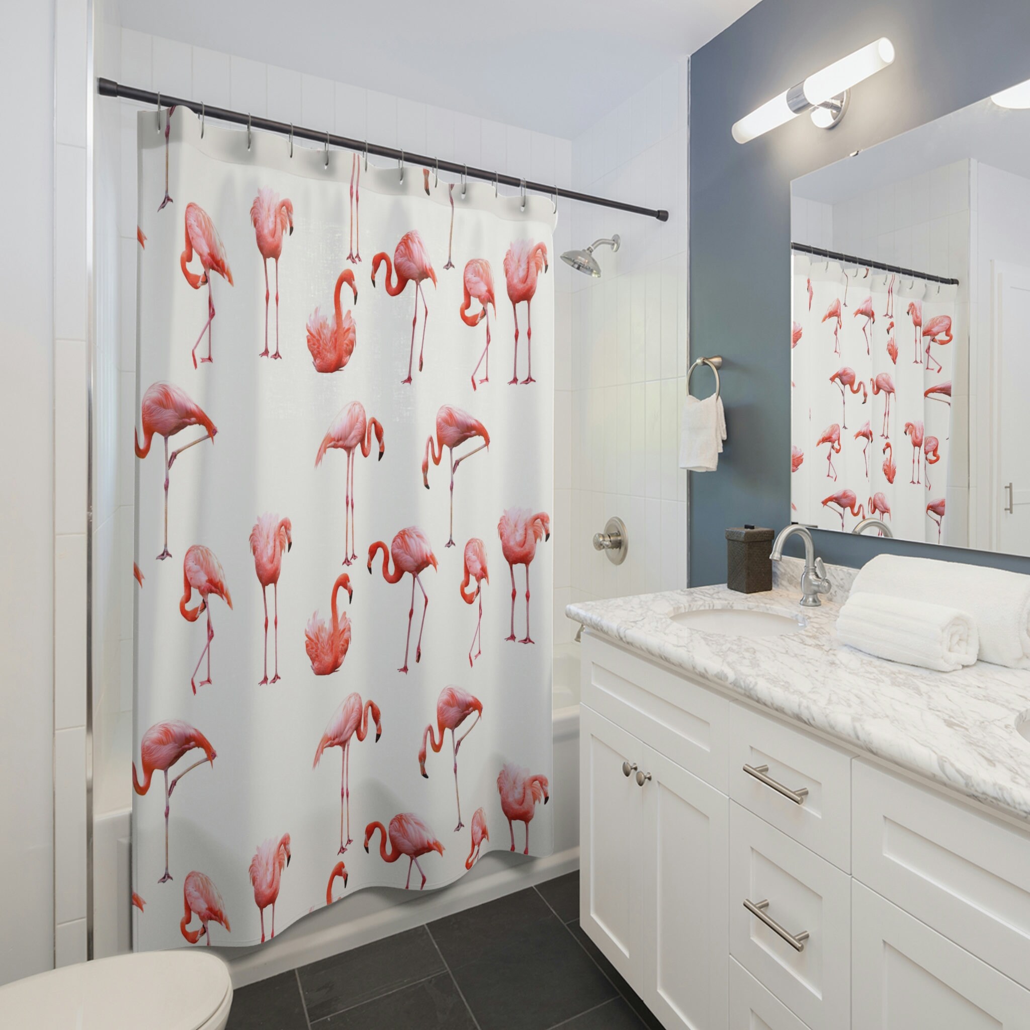 Charming Flamingo Party Collection Shower Curtain For An Adorable Bathroom
