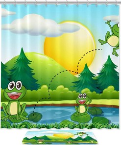 Charming Frogs Living By The Pond Waterproof Shower Curtain - A Great Addition To Your Bathroom Decor