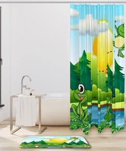 Charming Frogs Living By The Pond Waterproof Shower Curtain - A Great Addition To Your Bathroom Decor