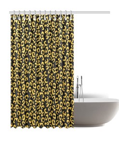 Charming Leopard Print Shower Curtain - Best Gift for Animal and Cat Lovers - Waterproof Bathroom Decor
