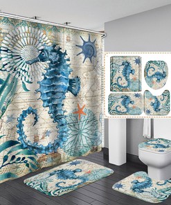 Charming Marine Animal Sea Horse Shower Curtain for Your Bathroom