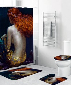 Charming Mermaid Art Print Fabric Shower Curtain for Bathroom Dcor