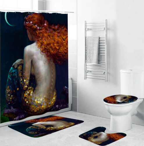 Charming Mermaid Art Print Fabric Shower Curtain for Bathroom Dcor