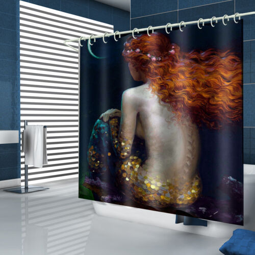 Charming Mermaid Art Print Fabric Shower Curtain for Bathroom Dcor