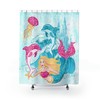 Charming Mermaid, Dolphin and Jellyfish Print Shower Curtain for Bathroom Decor