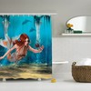 Charming Mermaid Holding a Sea Lily Magic World Digital Print Shower Curtain 