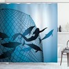 Charming Mermaid Rescue Dolphins from Fishing Net Shower Curtain-Bathroom Decor