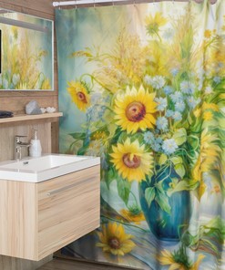 Charming Outdoor Bouquet Kansas State Flower Sunflower Shower Curtain for a Cozy Bathroom Decor 