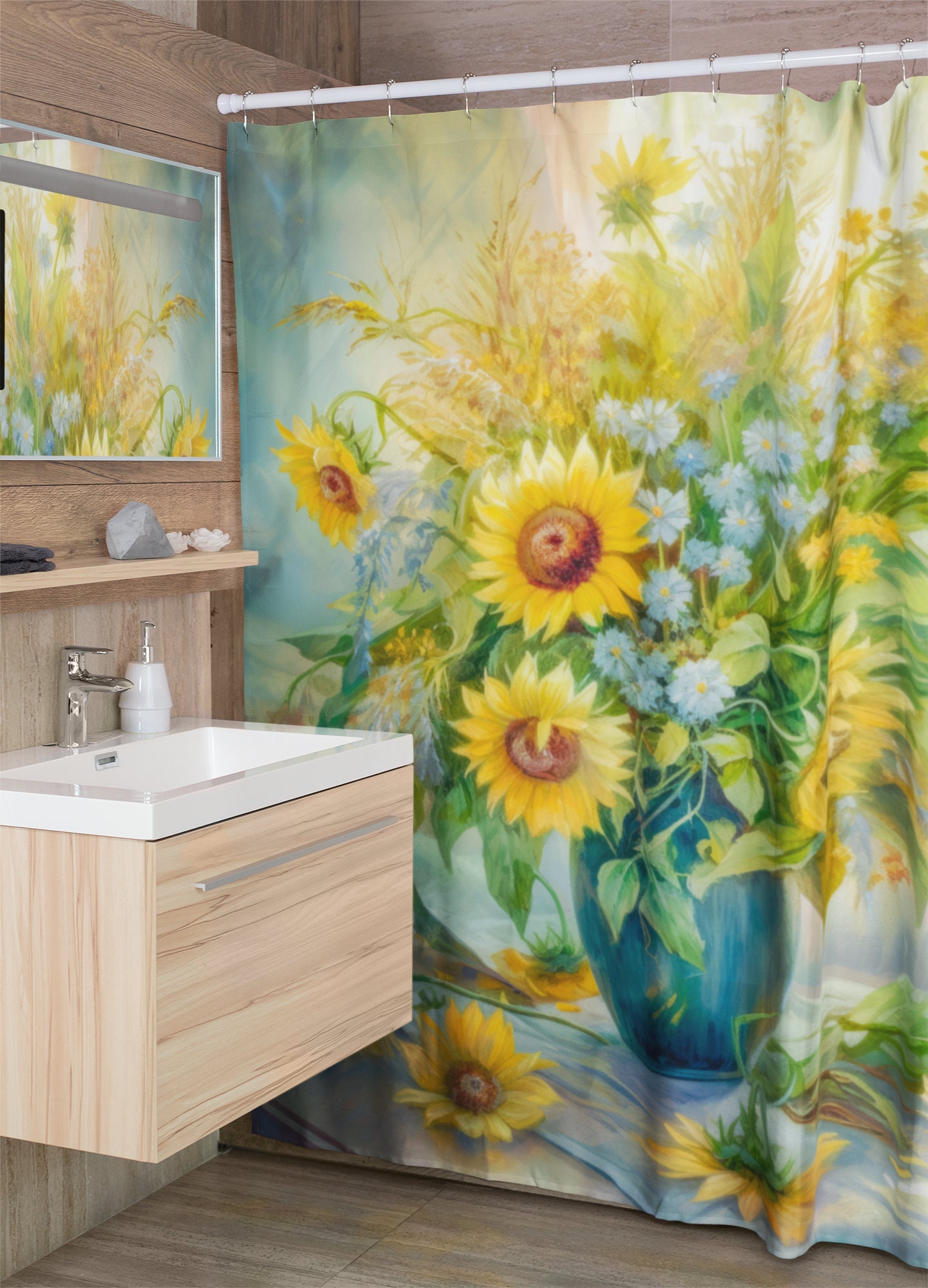 Charming Outdoor Bouquet Kansas State Flower Sunflower Shower Curtain for a Cozy Bathroom Decor