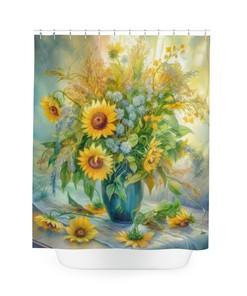 Charming Outdoor Bouquet Kansas State Flower Sunflower Shower Curtain for a Cozy Bathroom Decor