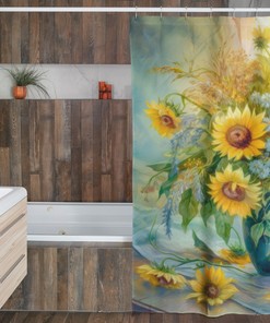 Charming Outdoor Bouquet Kansas State Flower Sunflower Shower Curtain for a Cozy Bathroom Decor