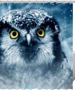 Charming Owl Bird Winter Snow Shower Curtain for a Playful and Wintery Bathroom Decor