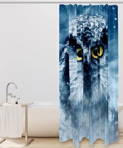 Charming Owl Bird Winter Snow Shower Curtain for a Playful and Wintery Bathroom Decor