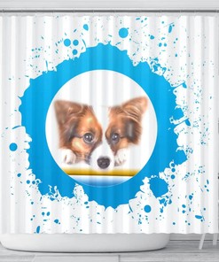 Charming Papillon Dog Print Bathroom Shower Curtain