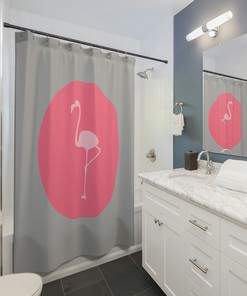 Charming Pink Flamingo Shower Curtain for Apartment Housewarming Gifts