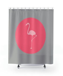 Charming Pink Flamingo Shower Curtain for Apartment Housewarming Gifts