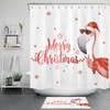 Charming Red Snowflakes Flamingo Merry Christmas Shower Curtain for Bathroom Decor