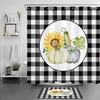 Charming Sunflower Pumpkin Shower Curtain with Black Check Plaid Background for A Festive Fall Vibe in Your Bathroom