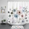 Charming Watercolor Botanical Leaf Wildflower Shower Curtain for Your Bohemian Bathroom