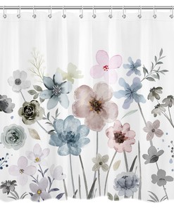 Charming Watercolor Botanical Leaf Wildflower Shower Curtain for Your Bohemian Bathroom