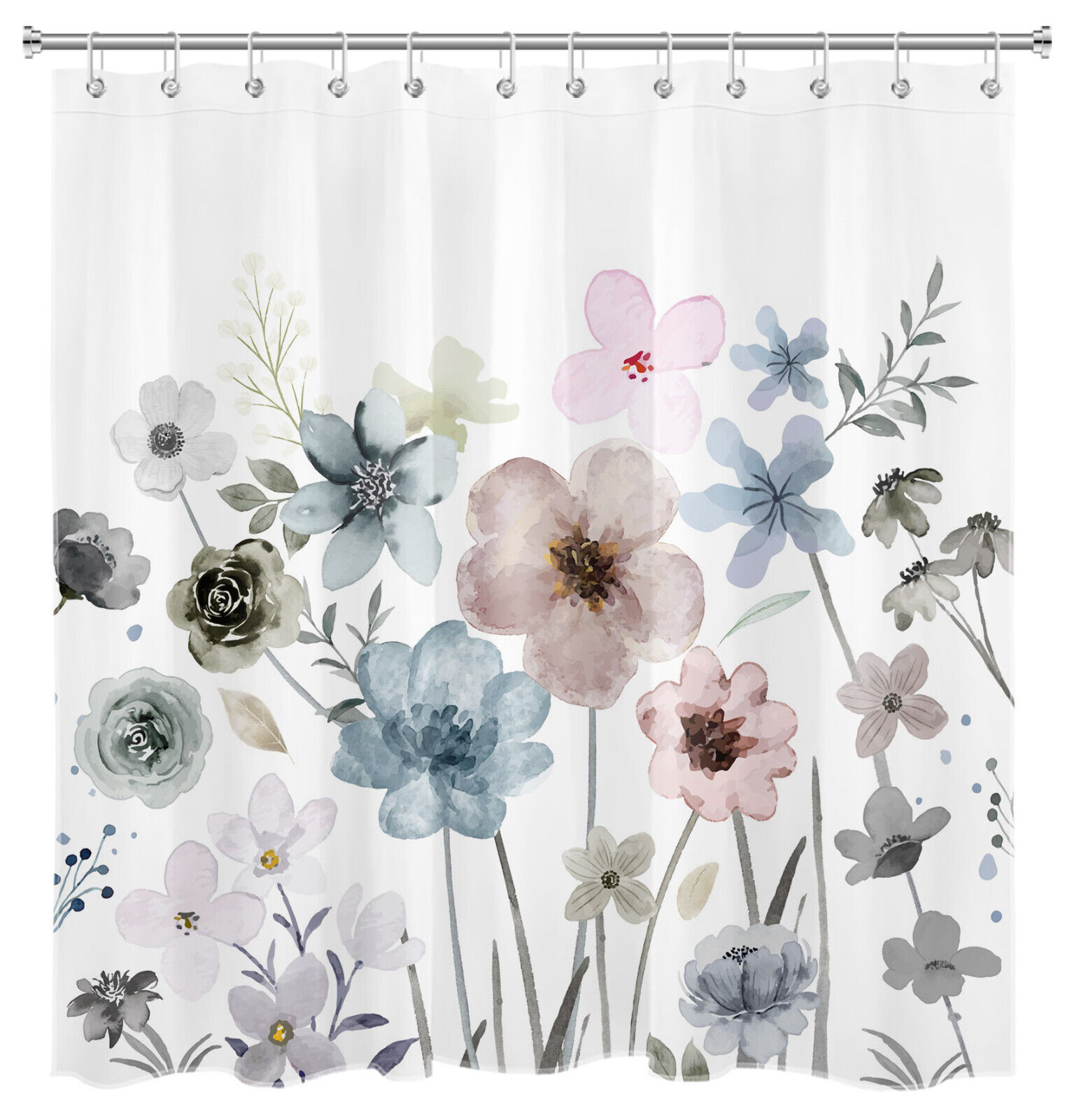 Charming Watercolor Botanical Leaf Wildflower Shower Curtain for Your Bohemian Bathroom