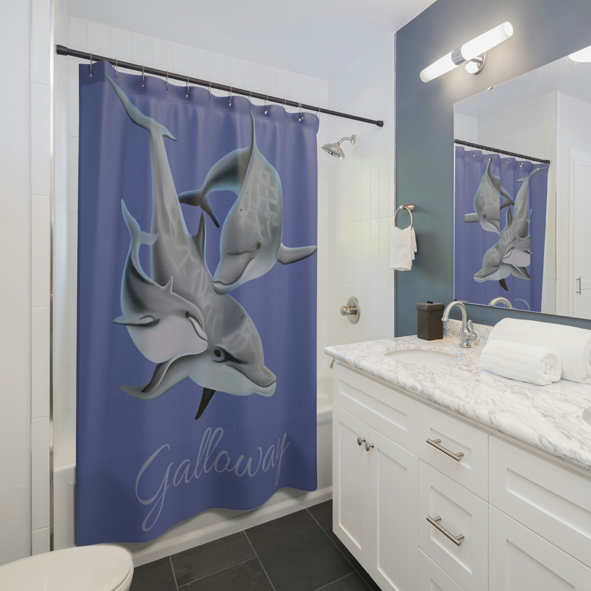 Charming Waterproof Dolphin Shower Curtain - Perfect For Any Bathroom Decor - Image 2