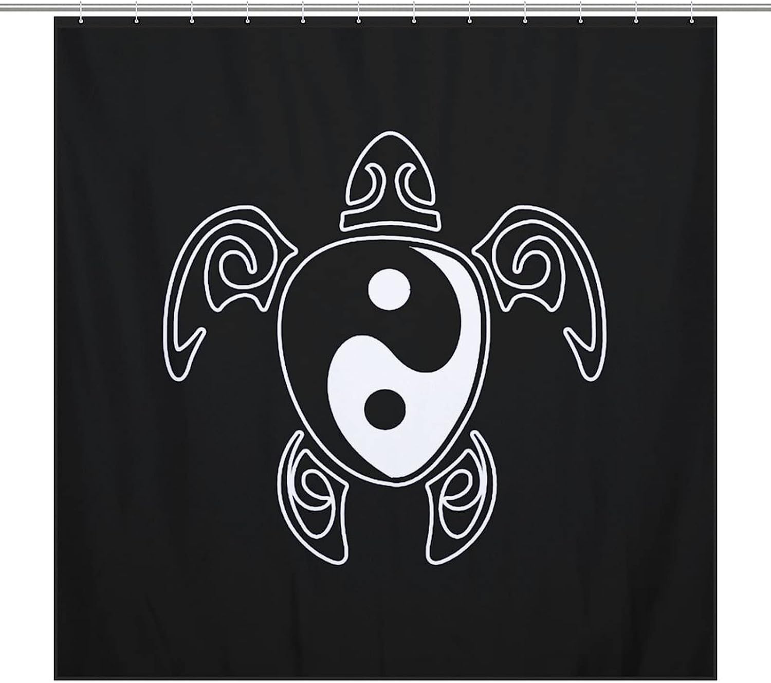 Charming Yin Yang Honu Hawaiian Sea Turtle Shower Curtain for Tropical Bathroom Decor