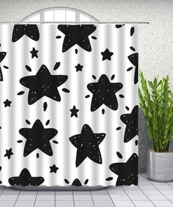 Checkered Gem Shower Curtain With Endless Stars, Bold Bathroom Decorr 