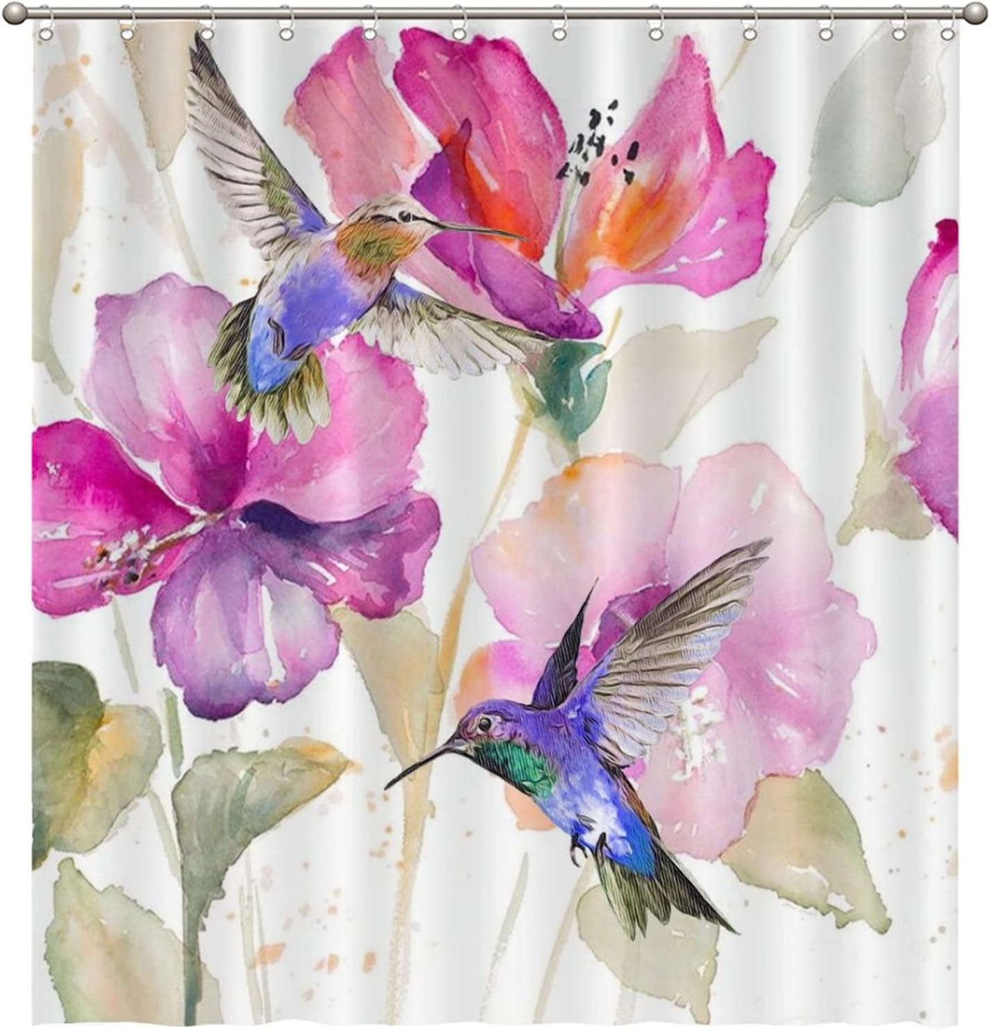 Cheerful Bird and Flower Shower Curtain for a Lively Bathroom Dcor
