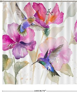 Cheerful Bird and Flower Shower Curtain for a Lively Bathroom Dcor