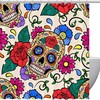 Cheerful Colored Sugar Skulls Roses Restroom Shower Curtains