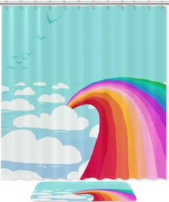 Cheerful Rainbow Clouds and Sun Shower Curtain to Add a Pop of Color to Your Bathroom