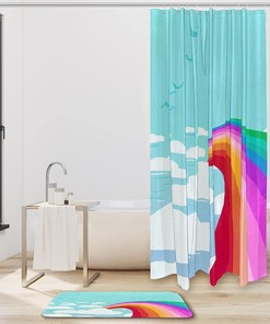 Cheerful Rainbow Clouds and Sun Shower Curtain to Add a Pop of Color to Your Bathroom