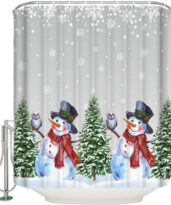 Cheerful Snowman Shower Curtain For Winter Wonderland Bathroom Decor