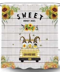 Cheerful Sunflower Honey Bees Fabric Shower Curtain to Add A Buzz To Your Bathroom Decor