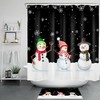 Cheerful Winter Snowflake Christmas Bathroom Accessories With Funny Snowman Shower Curtain 