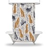 Cheetah And Palm Leaves Print Shower Curtain For Tropical Bathroom Decor