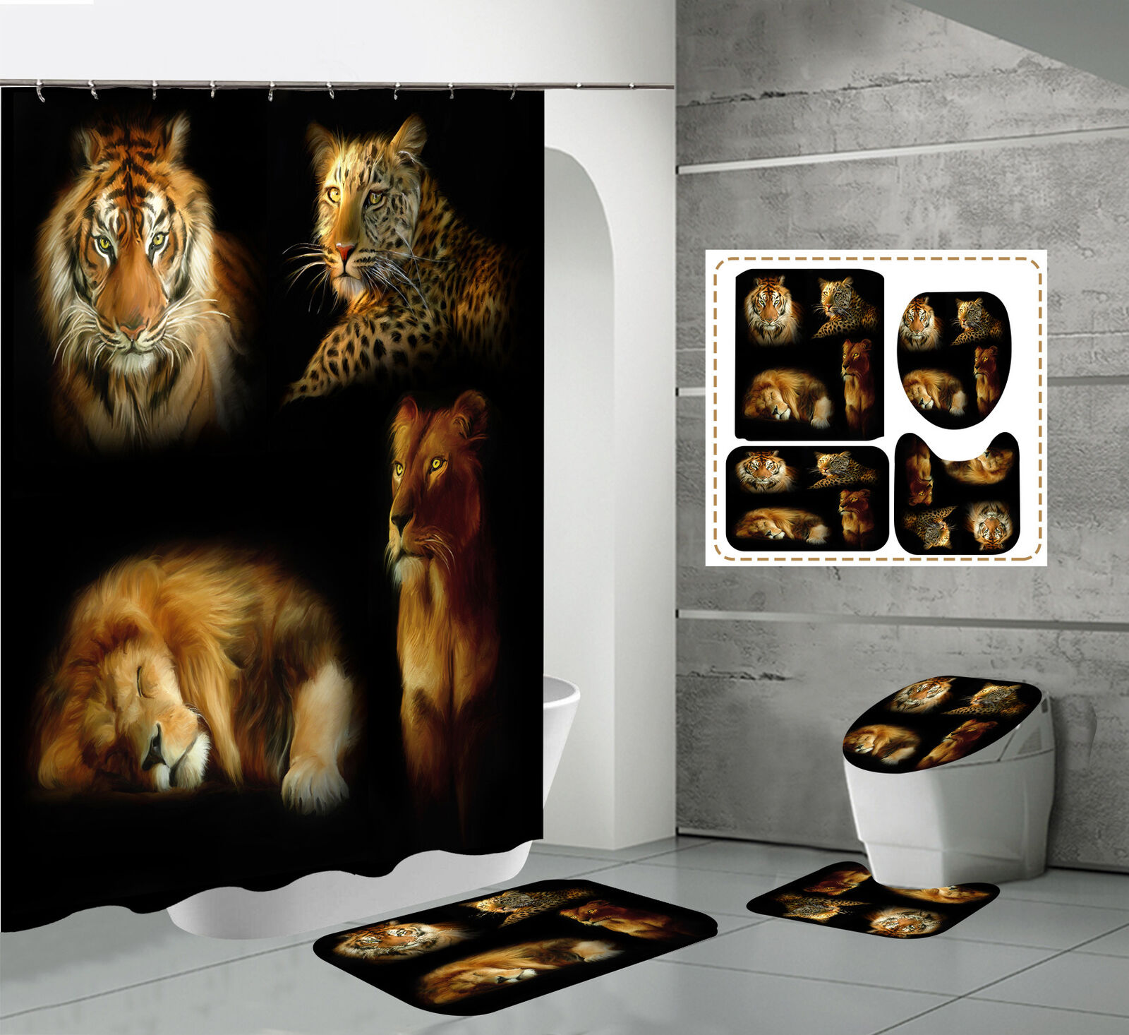 Cheetah Animal Print Tiger Shower Curtain for Exotic Bathroom Decor