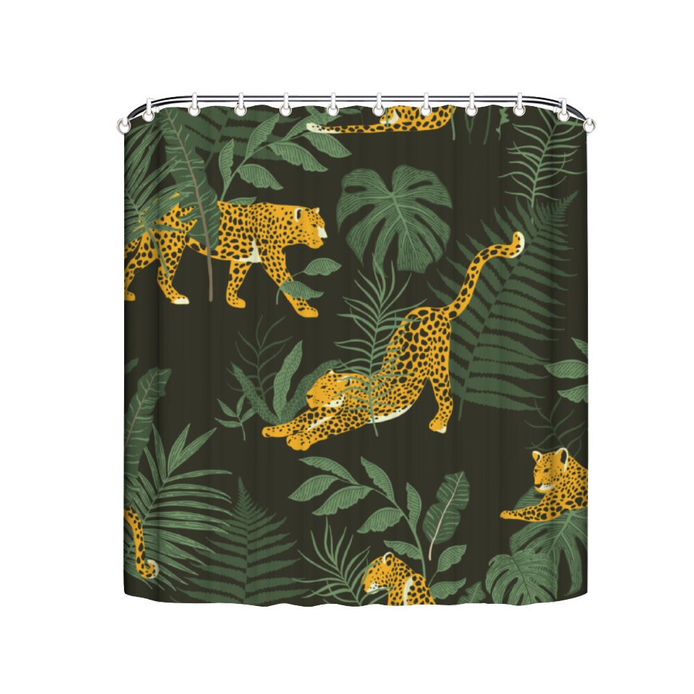 Cheetah Bathroom Decor Shower Curtain, Animal Print Design