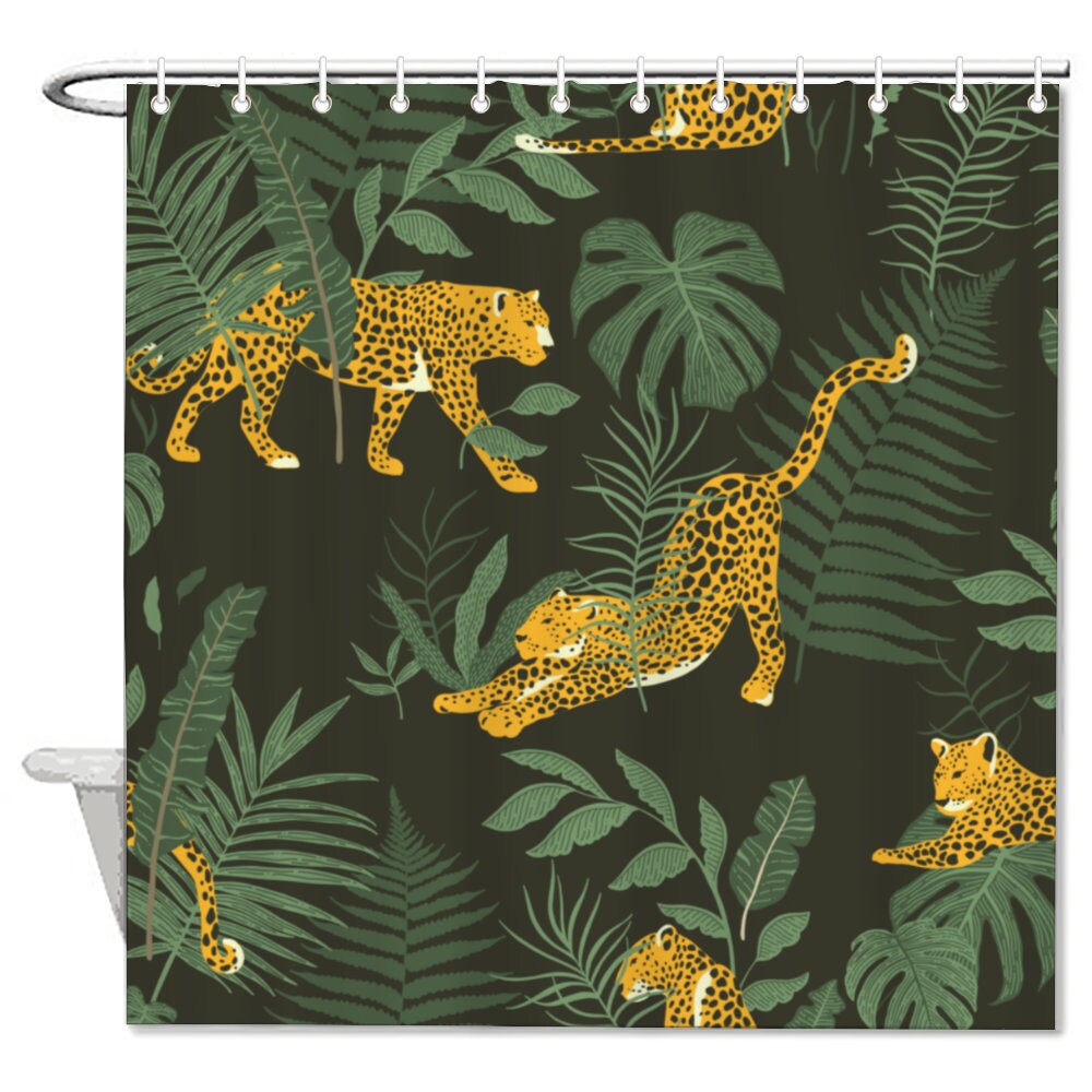 Cheetah Bathroom Decor Shower Curtain, Animal Print Design - Image 2