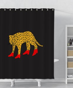 Cheetah Chic Leopard Red Heels Shower Curtain, Stylish and Waterproof, Bathroom Decoration