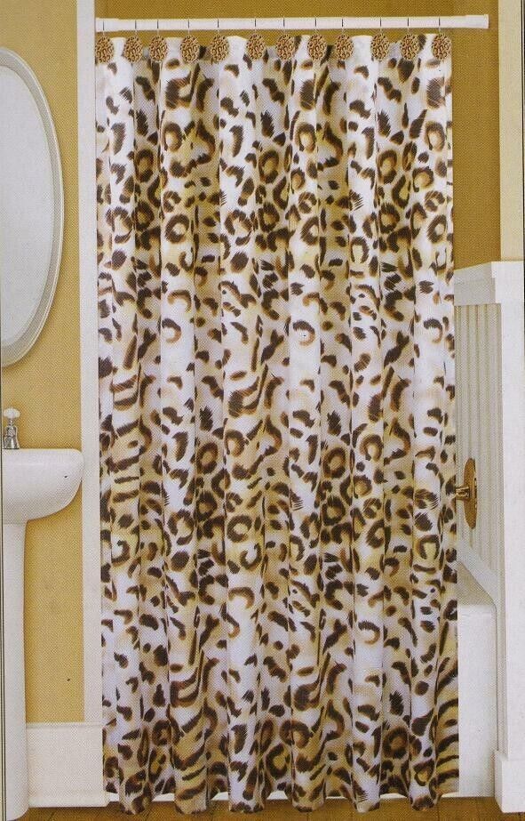 Cheetah Leopard Print Bathroom Fabric Shower Curtain