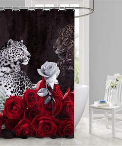 Cheetah Leopard Rose Flower Shower Curtain - Animal Prints And Floral Patterns