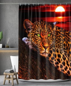 Cheetah Leopard Shower Curtain, African Bathroom Decor